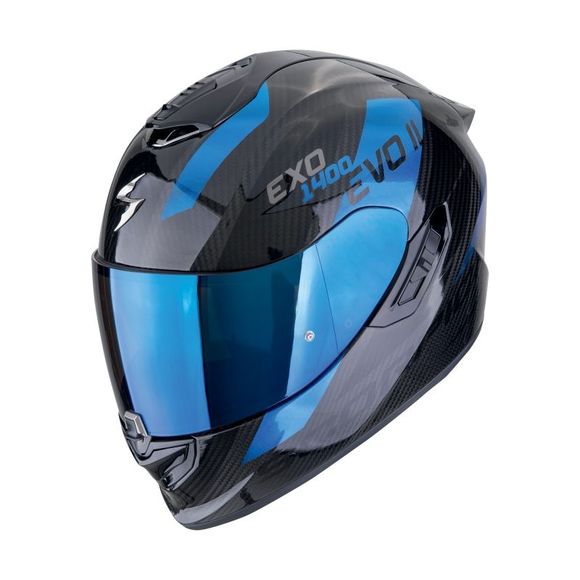 Scorpion Exo EXO 1400 EVO II CARBON AIR full face helmet - PLATTED - Black / BlueRef: SC1152