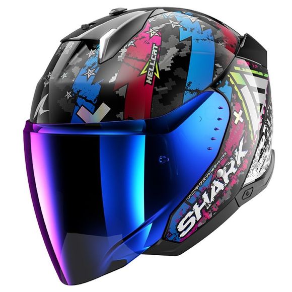 Shark SKWAL i3 JET HELLCAT jet helmet - Black / BlueRef: Sh1773-C58388