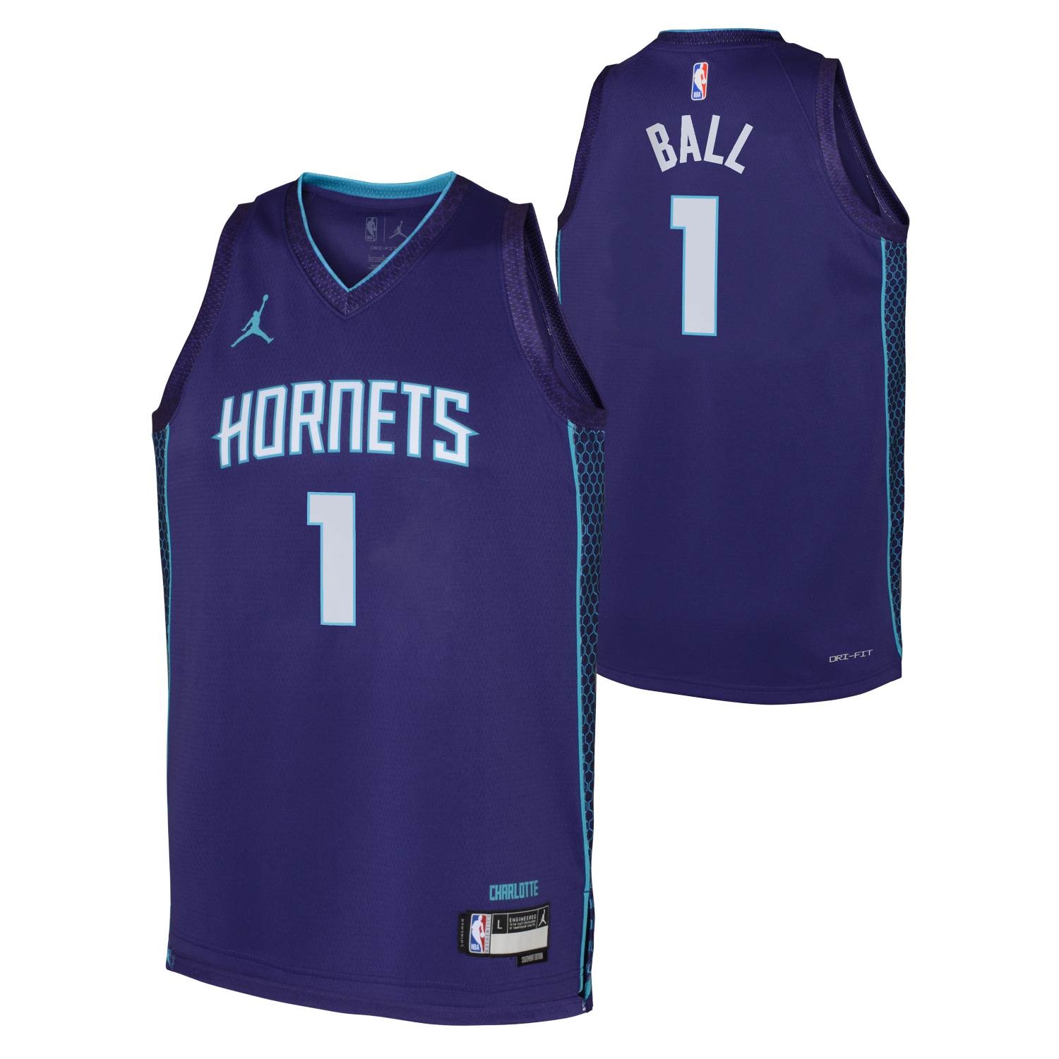LaMelo Ball #1 Charlotte Hornets Jordan Swingman NBA Jersey Purple (YOUTH)