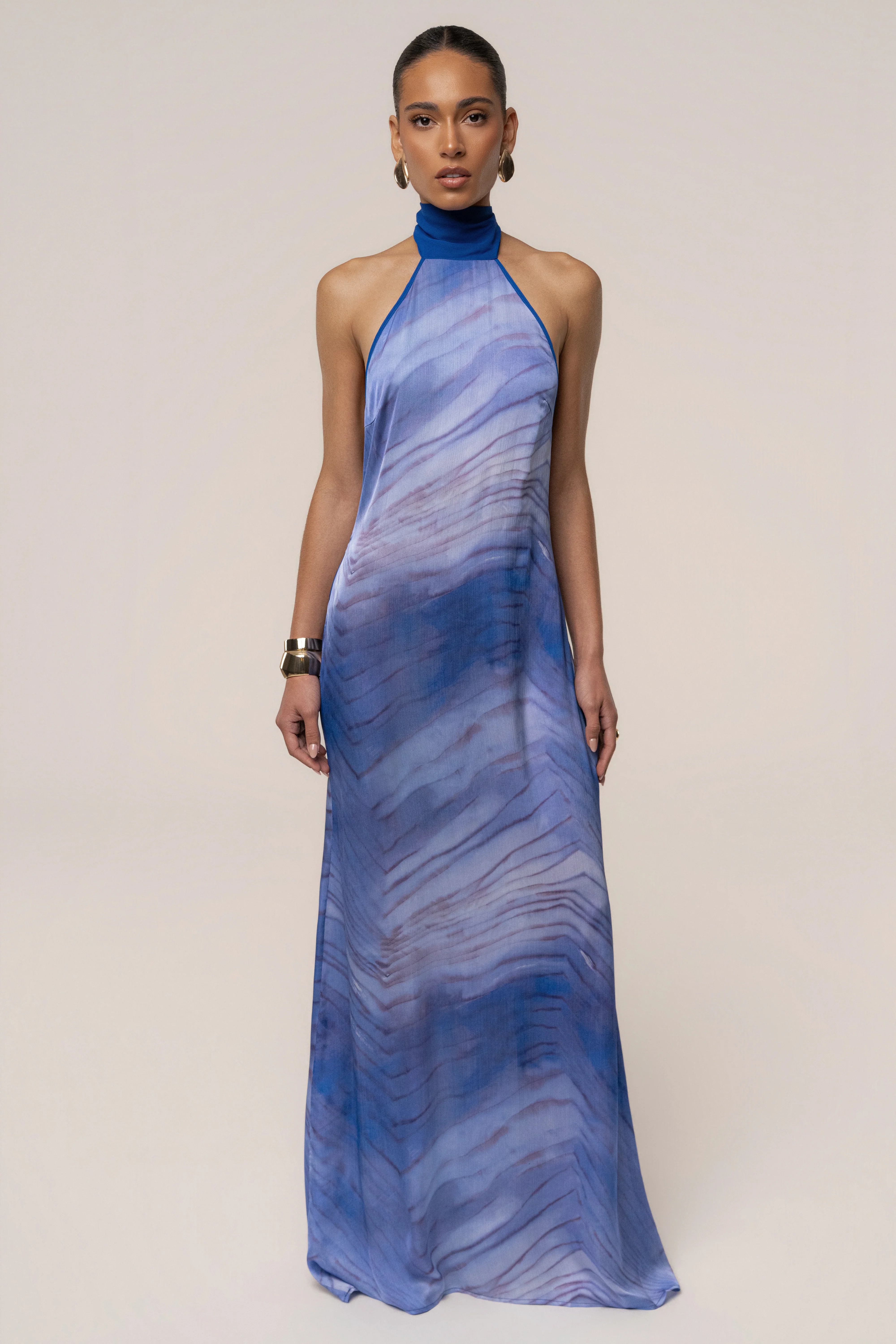 Blue Sunset Waves Maxi Dress