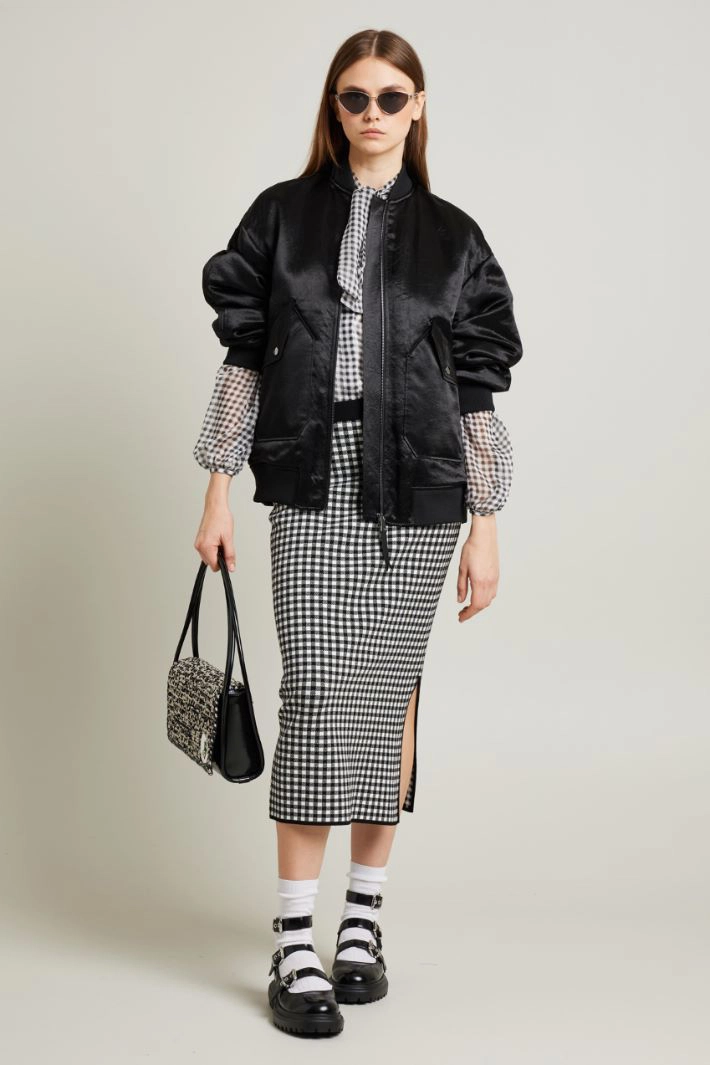 Technical satin bomber - BLACK