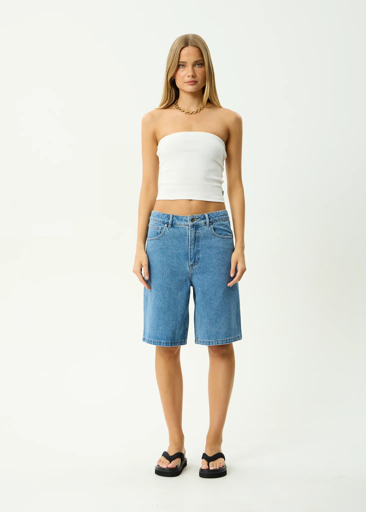 AFENDS Mens Lil C - Denim Baggy Short 22