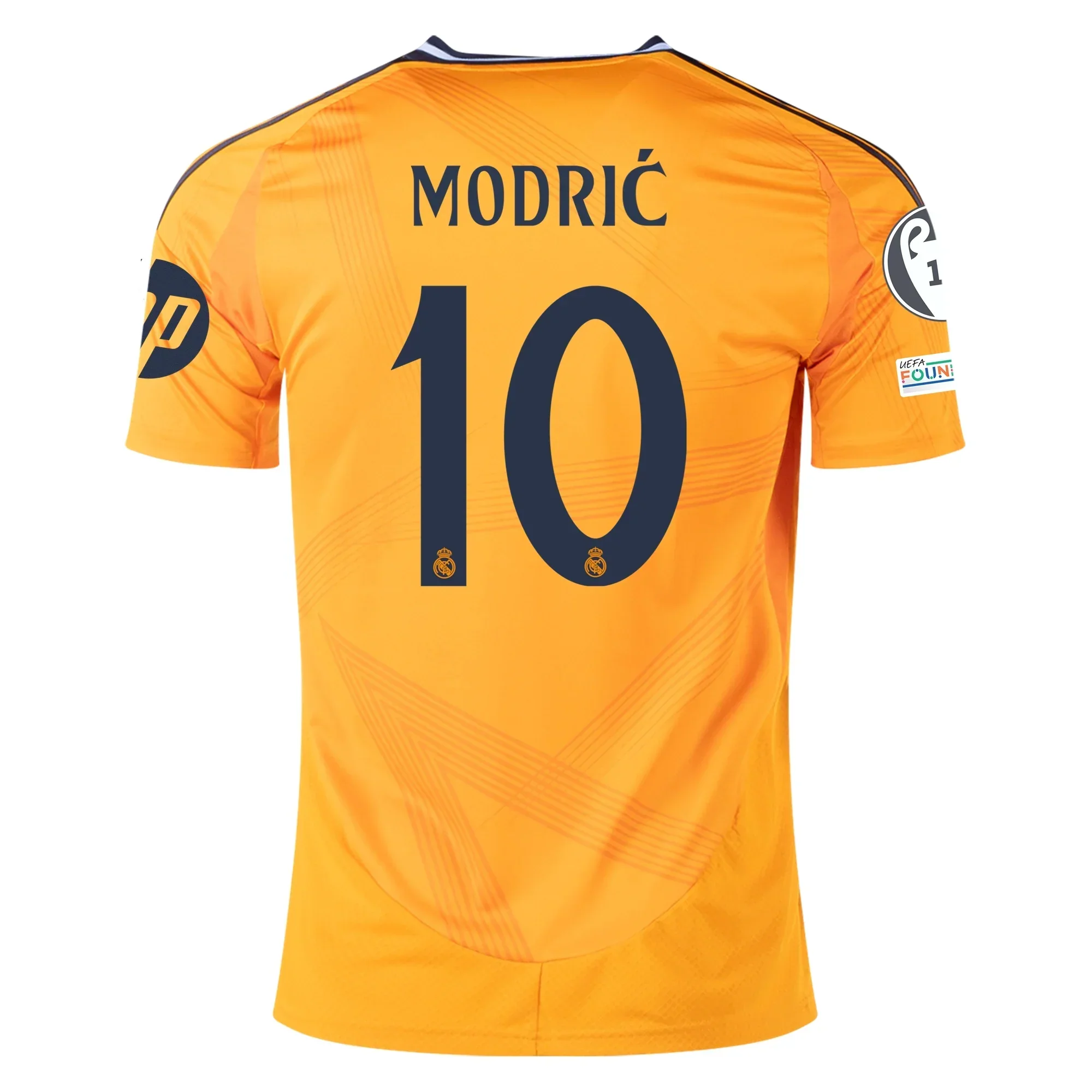 Real Madrid Luka Modric Away Jersey w/ Champions League Patches 24/25 (Crew Orange)