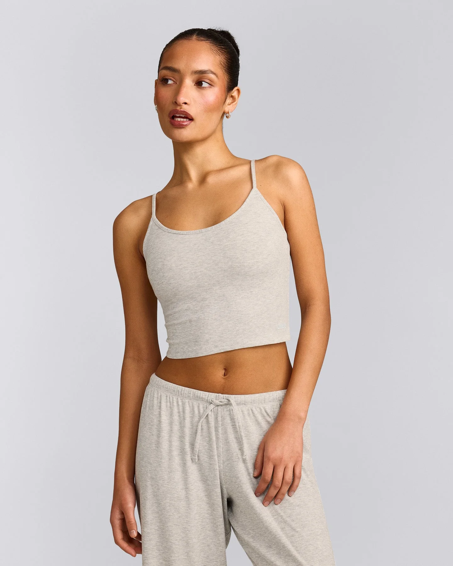 Oner At Home Night Strappy Mid Vest | Oat Marl