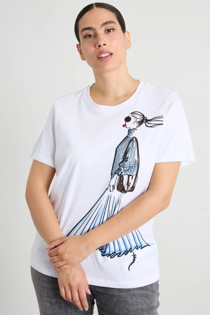 Printed T-shirt - WHITE LIGHT BLUE