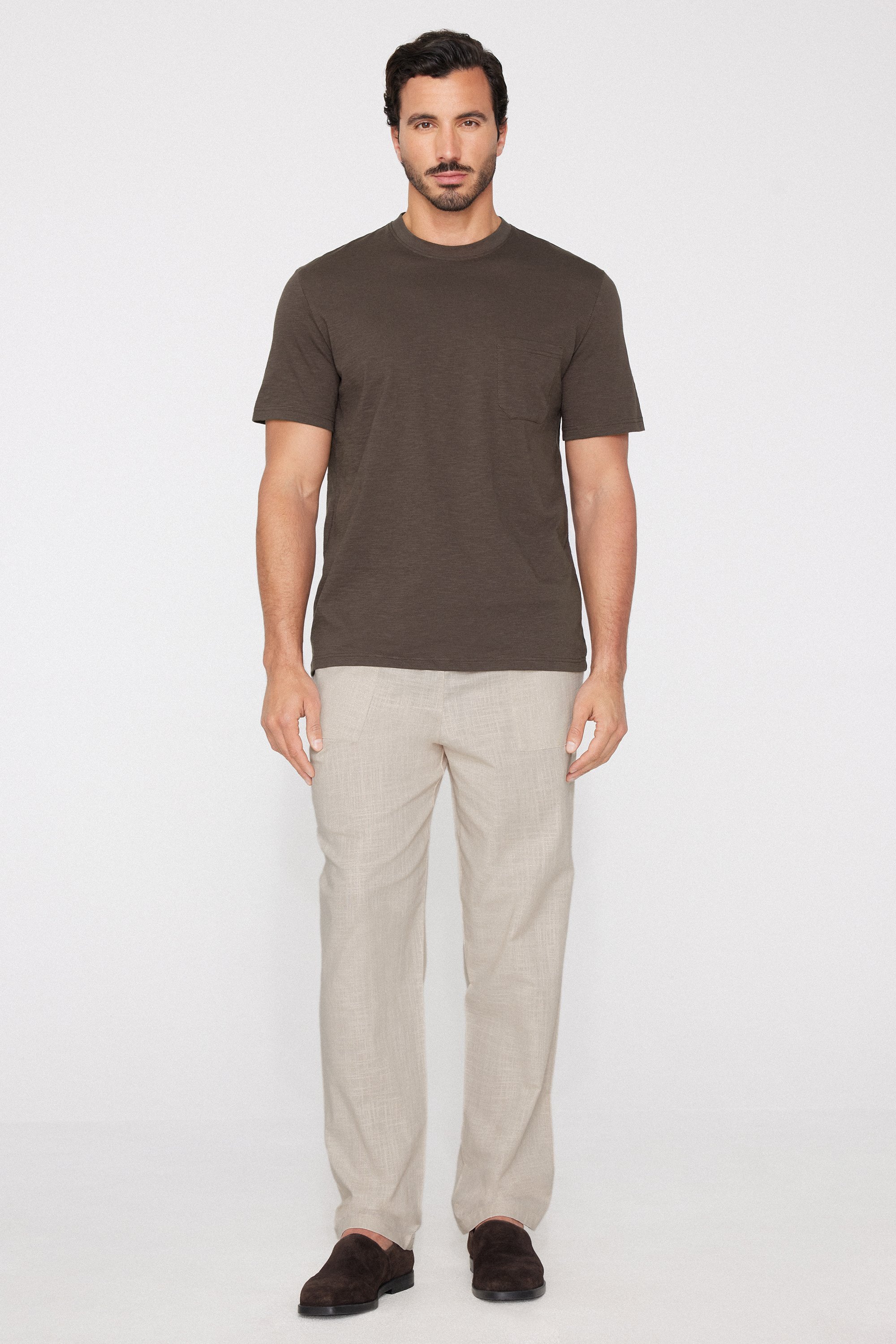 Slub Cotton T-Shirt with Breast Pocket