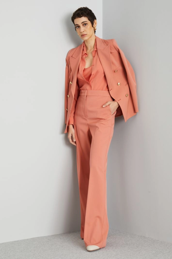 High-waisted wool trousers - SALMON