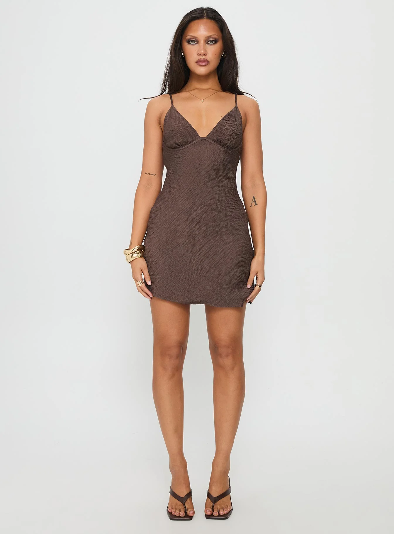 Makaia Balconette Mini Dress Brown