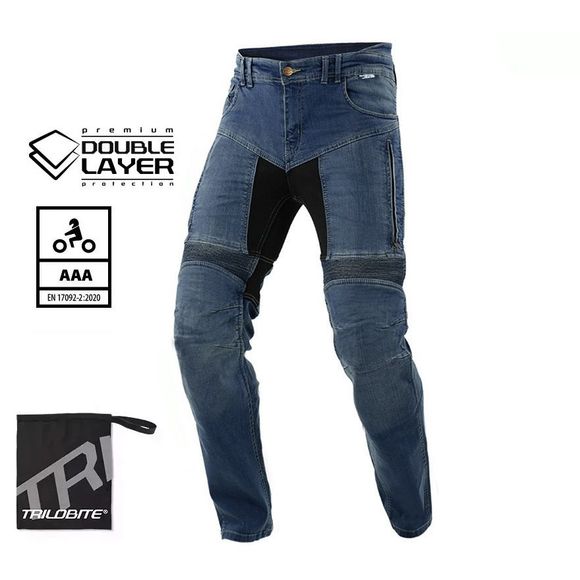 Jean Moto Trilobite PARADO DOUBLELAYER - Skinny - BleuRef : TRI0116