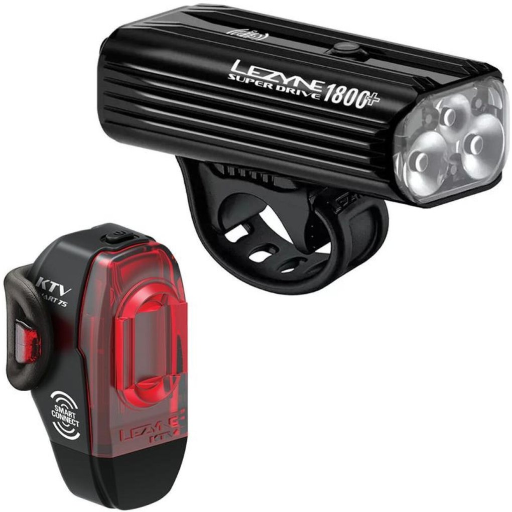 Lezyne Super Drive 1800+ Smart / KTV Pro Smart Loaded Kit Light Set - w/o StVZO - black