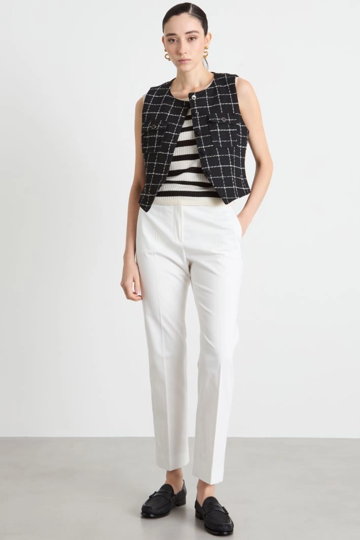 Knitted vest top - WHITE BLACK