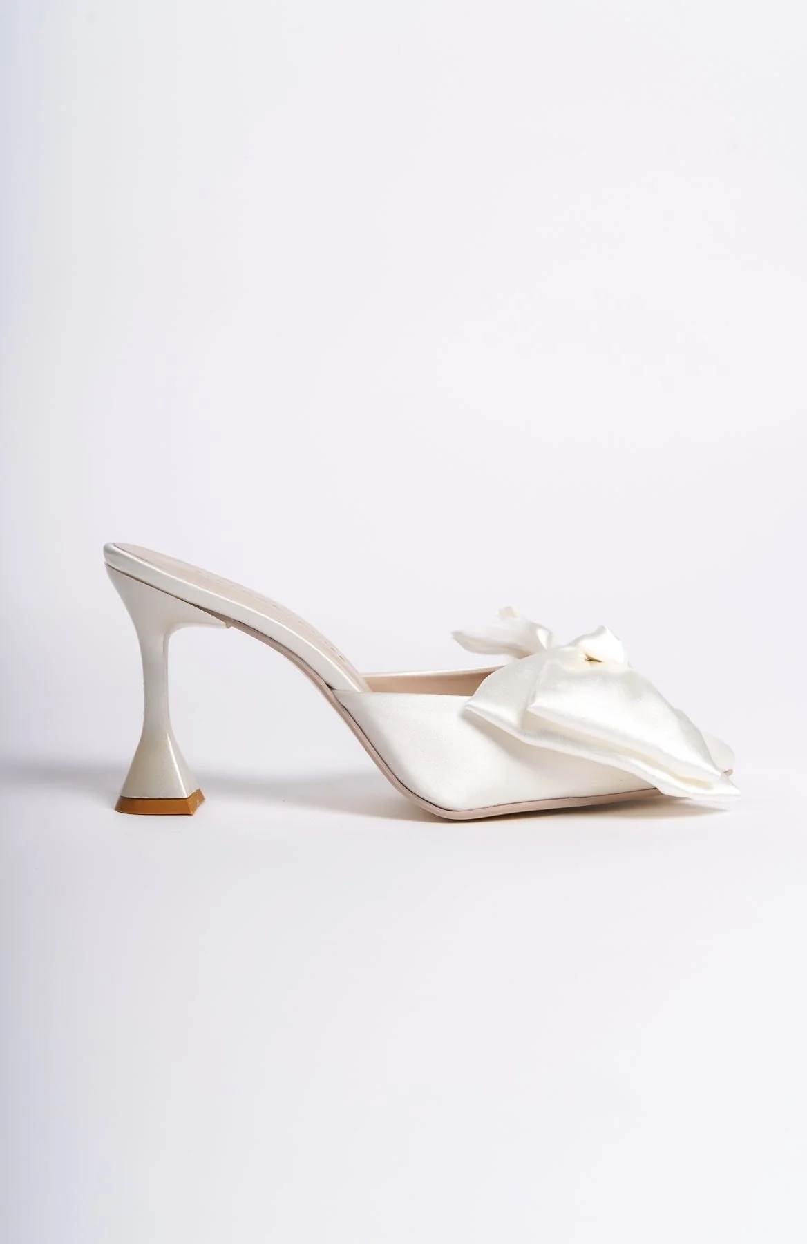 Penelope | Ivory Satin Bow Tie Mule