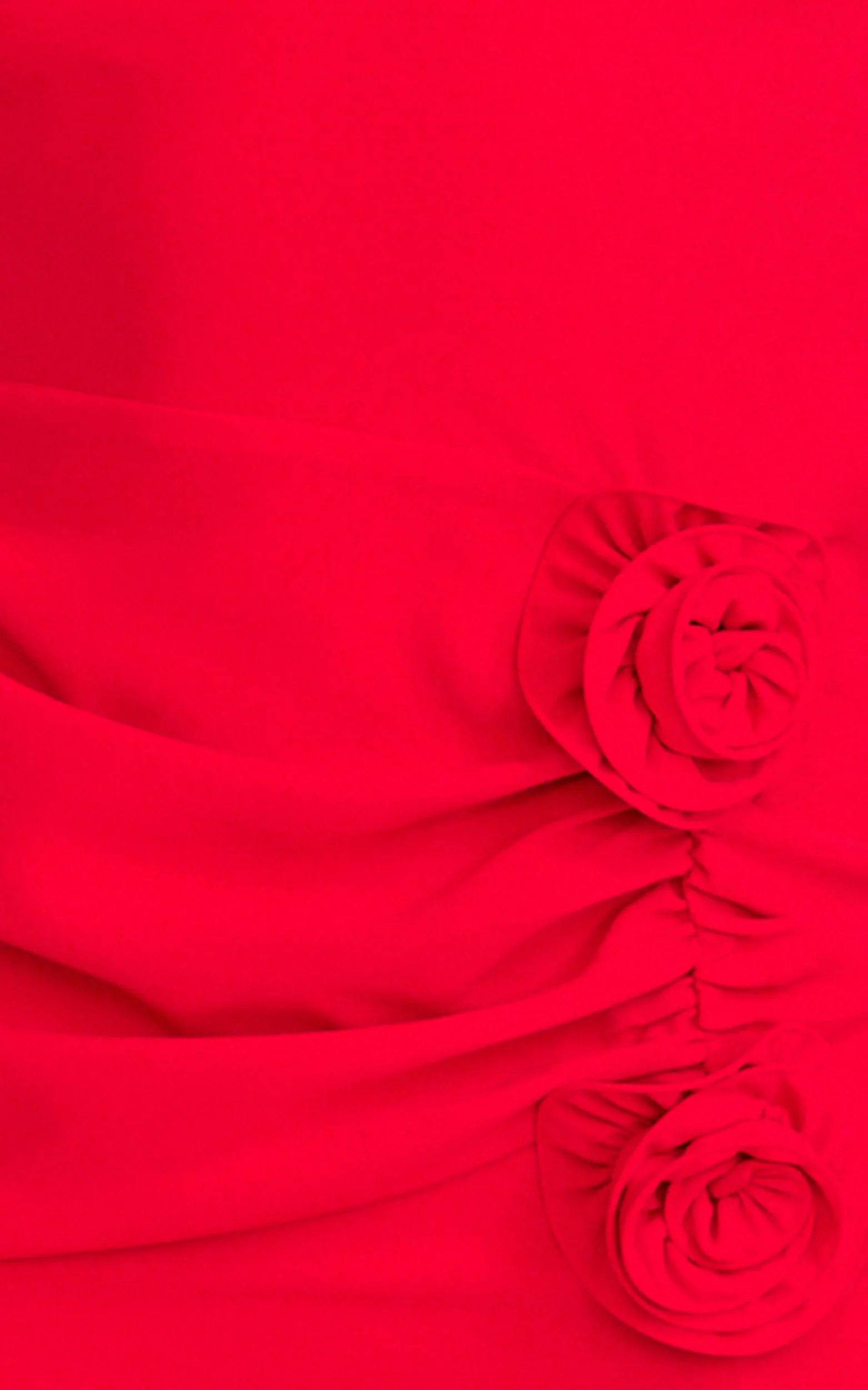 Vivienne Maxi Dress - Boat Neck Long Sleeve Rosette Detail Dress in Red