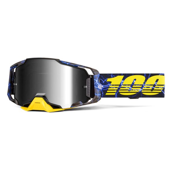 Cross mask 100% Armega Hiper Furious- Mirror Silver 2026 screen - Blue / YellowRef: CE1558 / 50005-00046