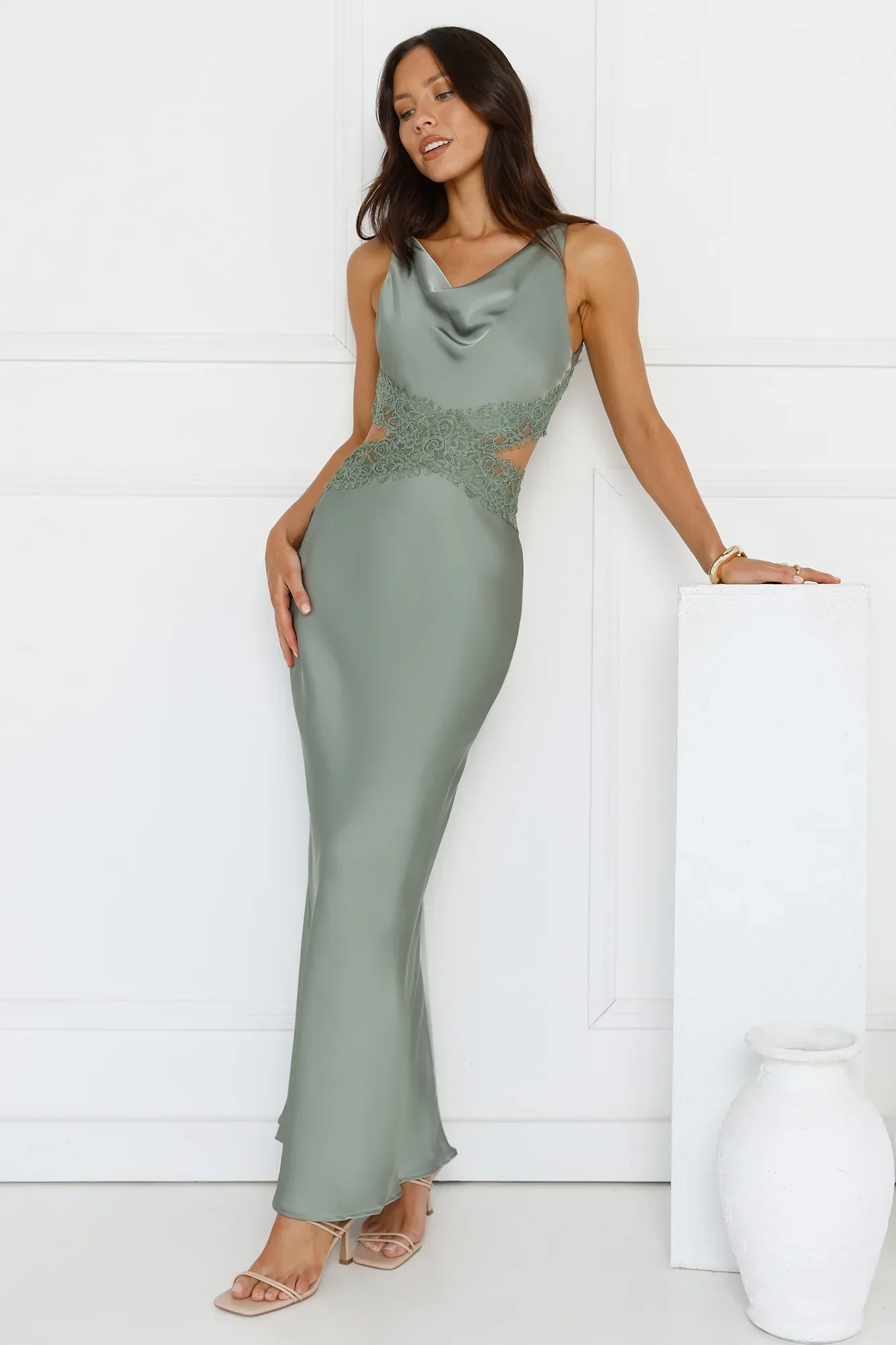 Satin Embrace Maxi Dress Sage