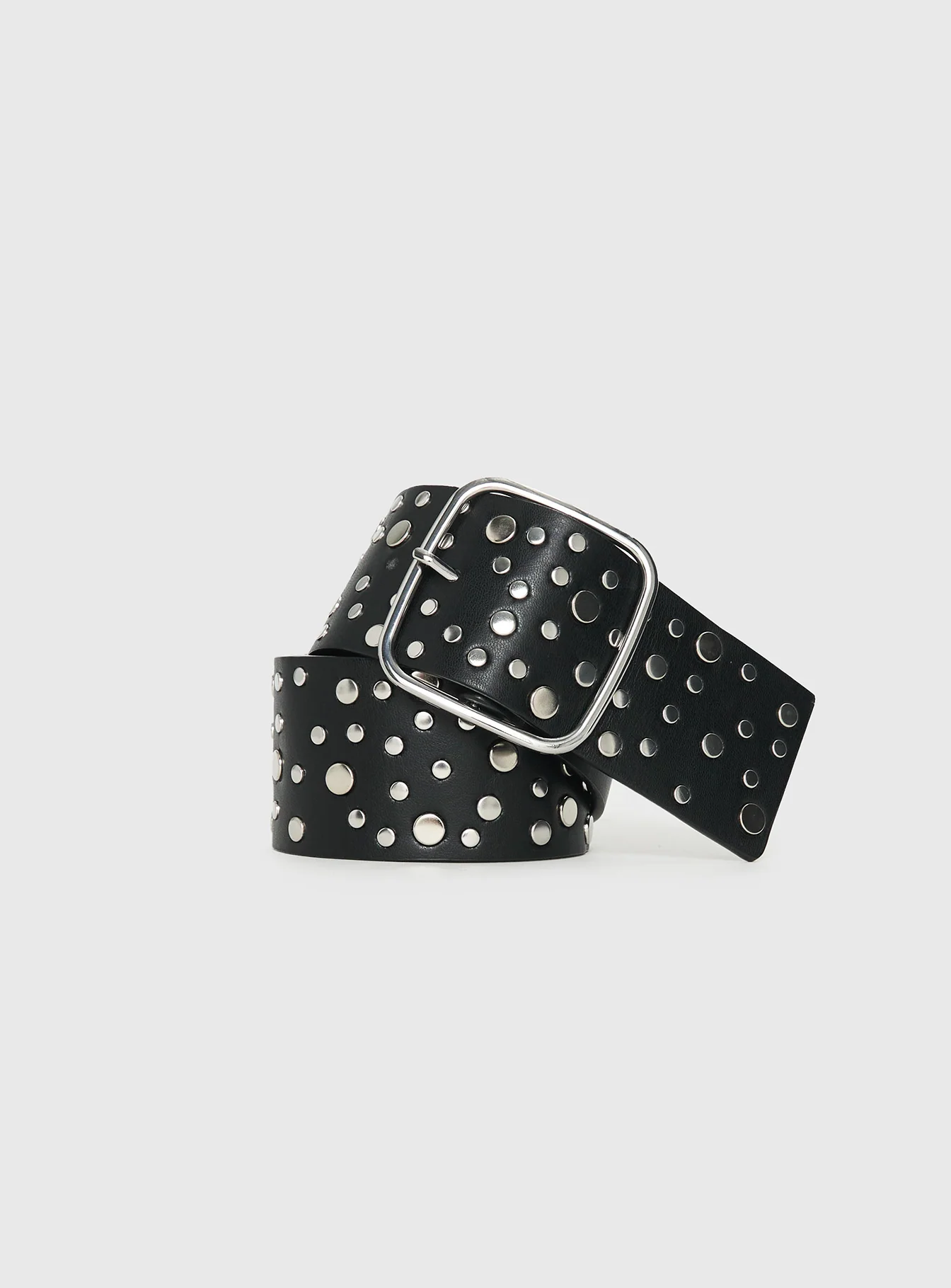 Wanna Find Out Faux Leather Belt Black / Silver