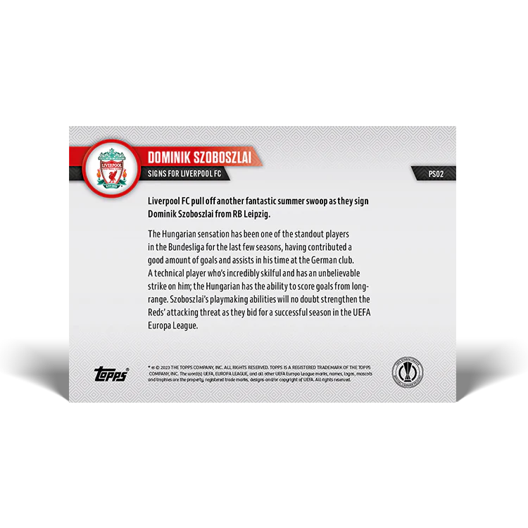 Topps UK - Signs for Liverpool FC - UEL TOPPS NOW® Card #PS02