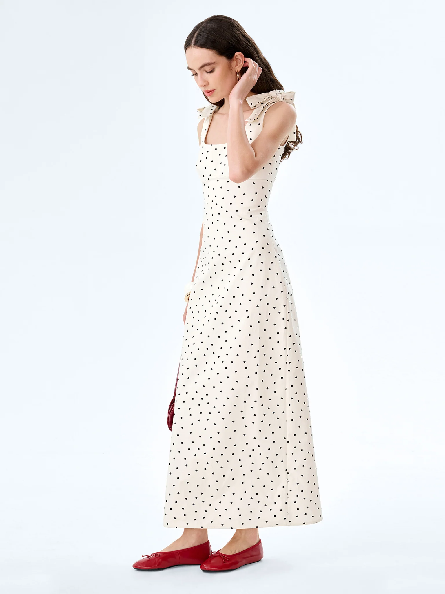 Morgane Dress in White Polka Dot