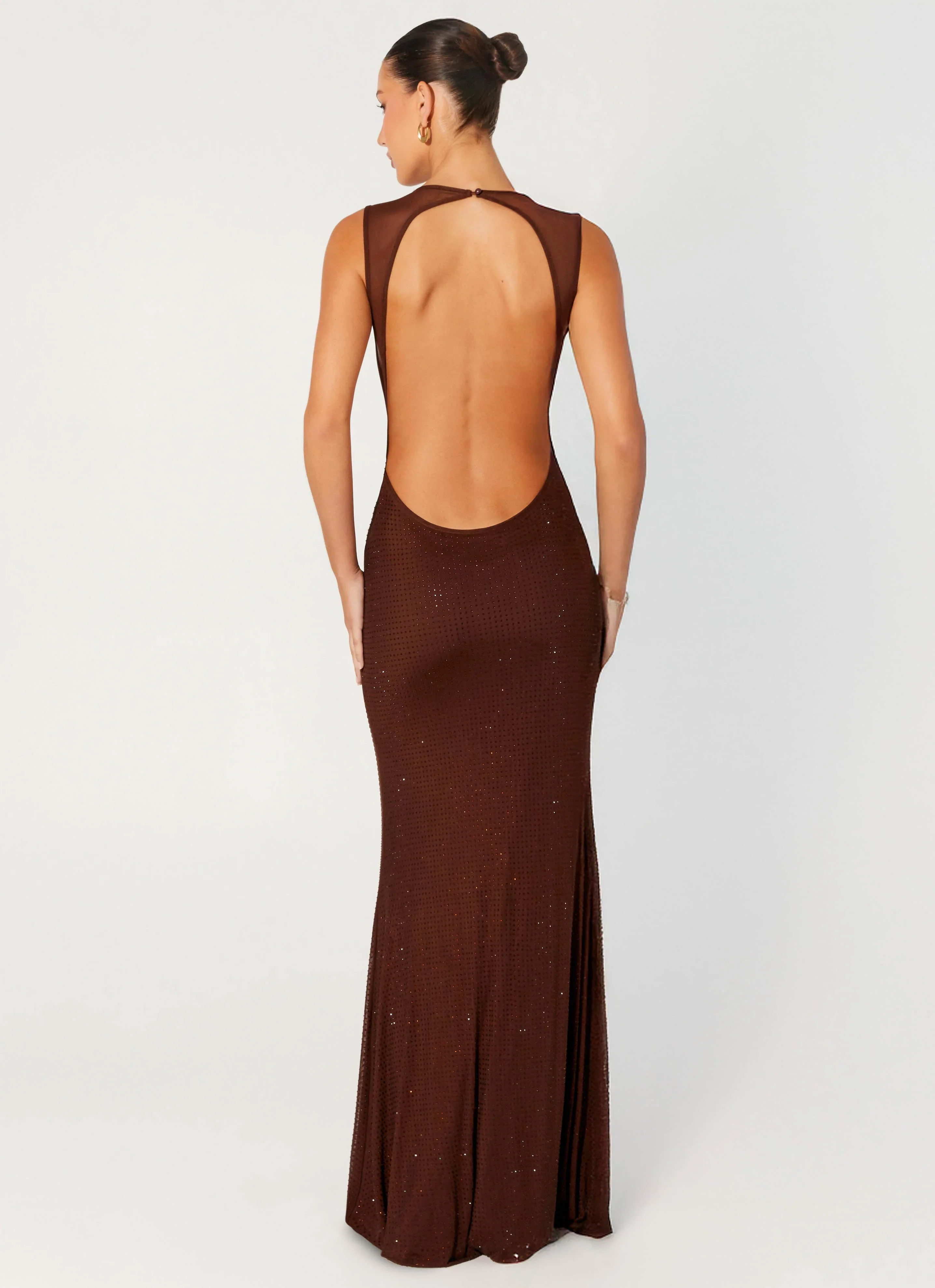 Hot Sequins Maxi Dress - Chocolate