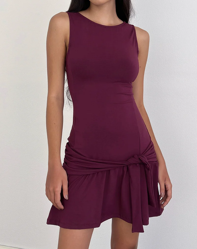 Supriati Mini Dress in Rayon Jersey Deep Purple