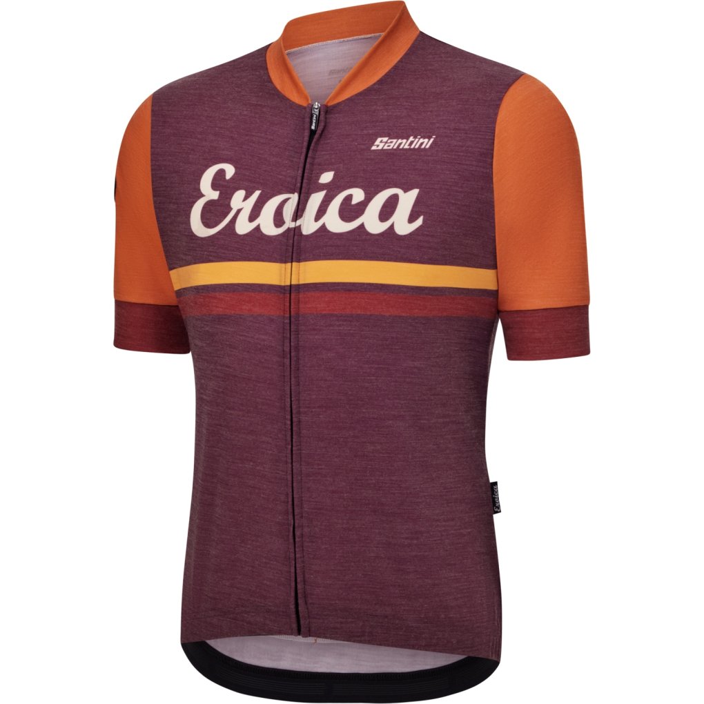 Santini Eroica Iris Short Sleeve Wool Jersey Men ER94075CIRIS - bordeaux BR