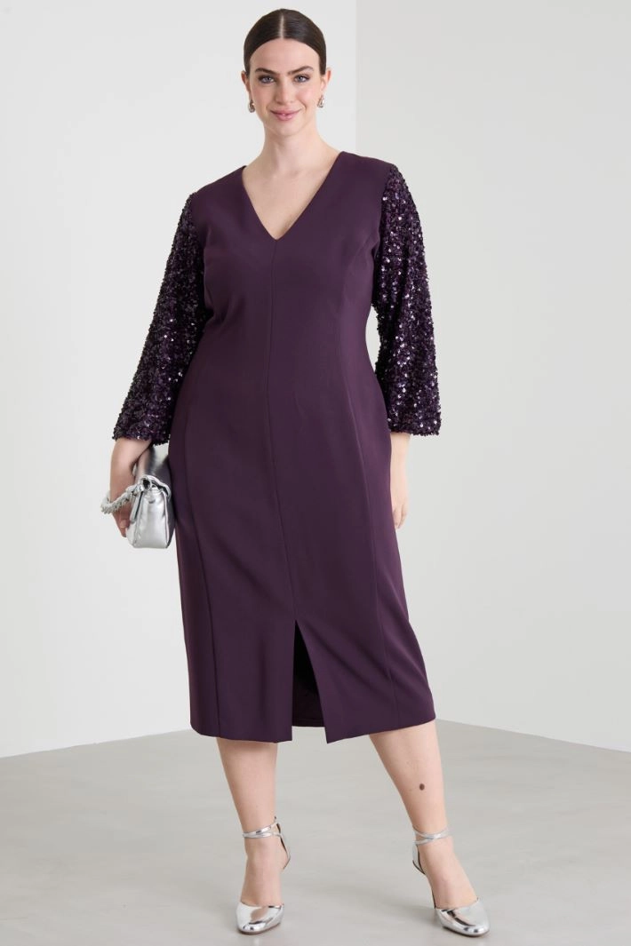 Cady and sequin dress - EGGPLANT