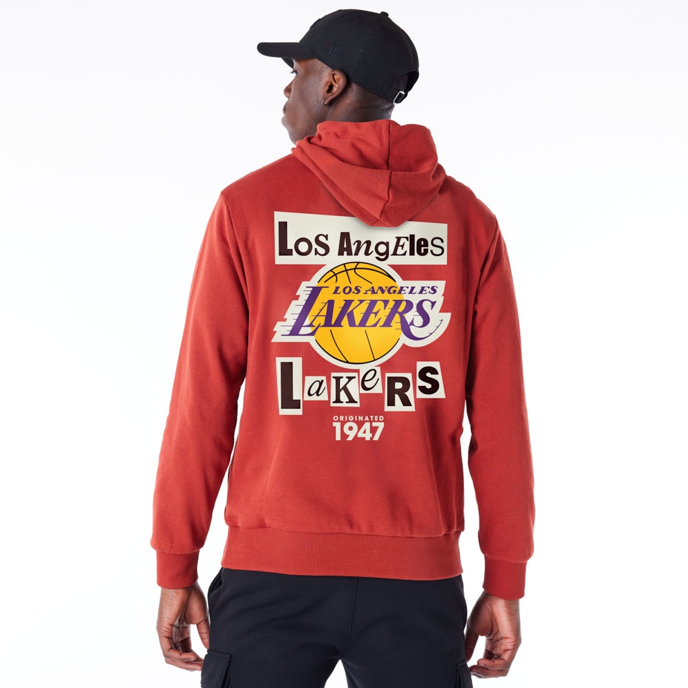 Los Angeles Lakers Newspaper Script New Era NBA Hoodie Red