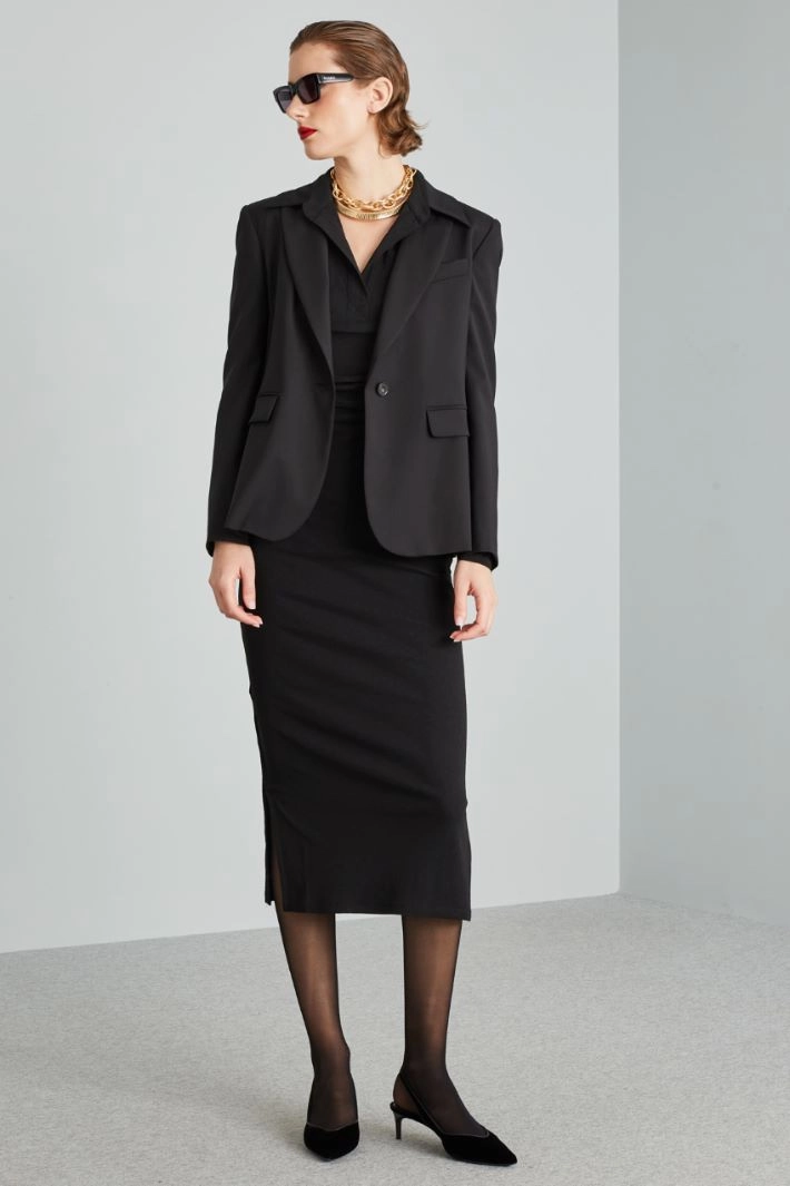 Blazer with single button - BLACK