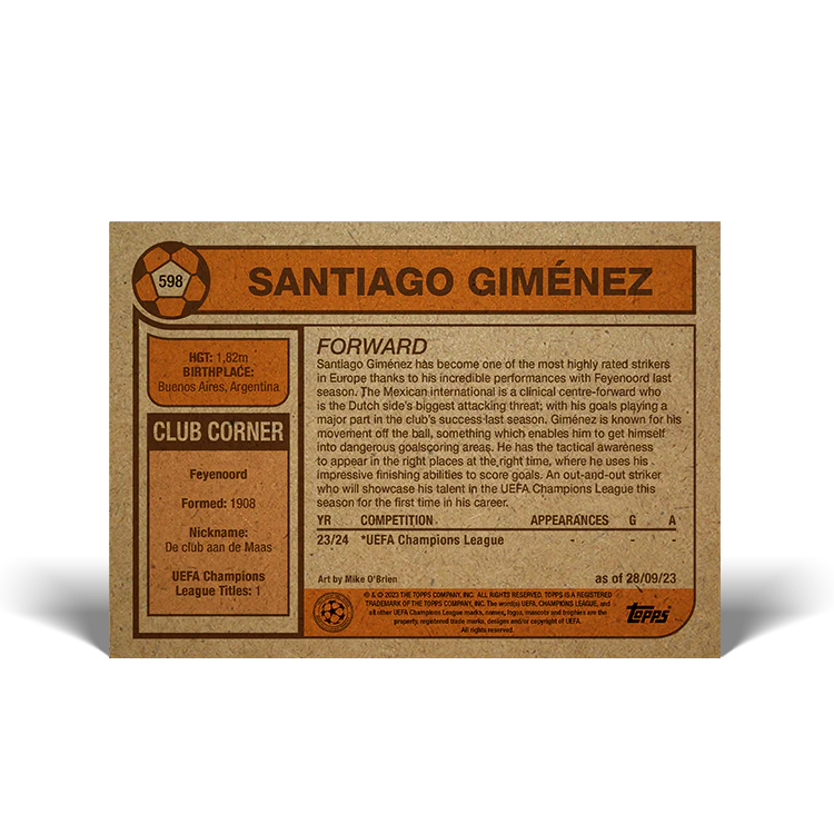 Topps UK - UCC Living Set Card #598 - Santiago Giménez