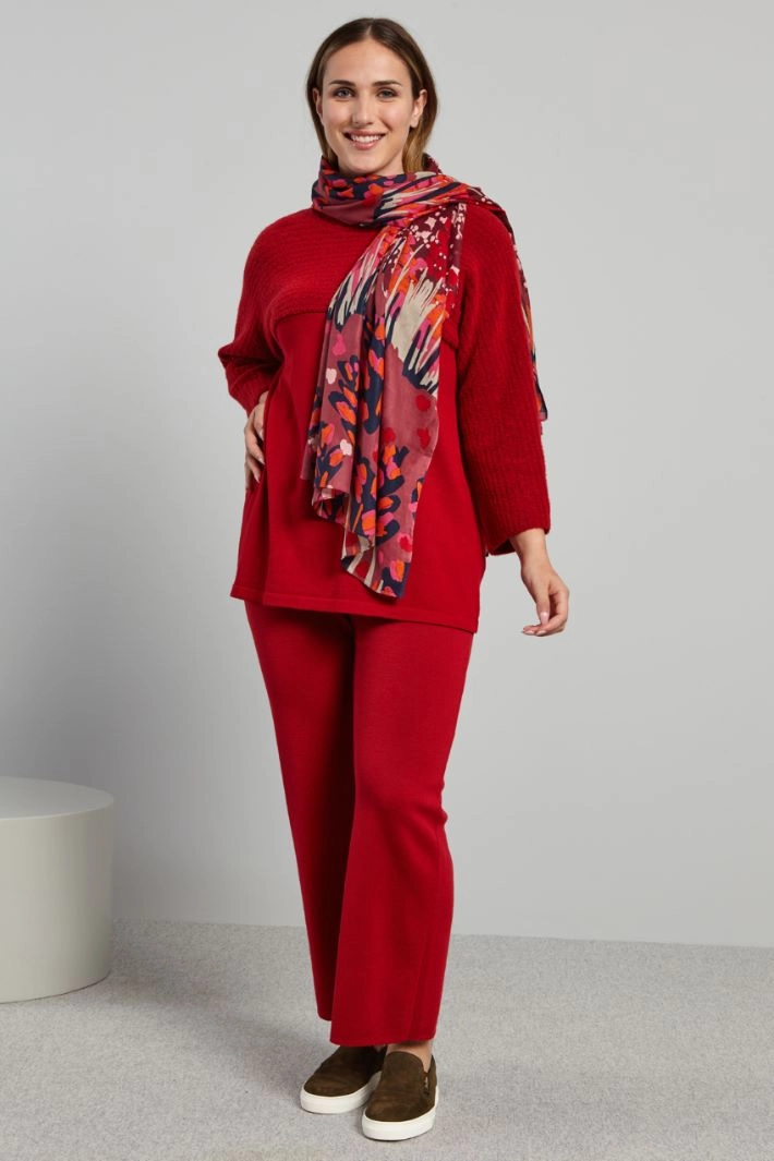 Straight knit trousers - RED