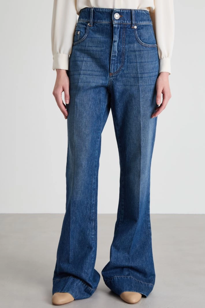 Flared pleated jeans - BLUE