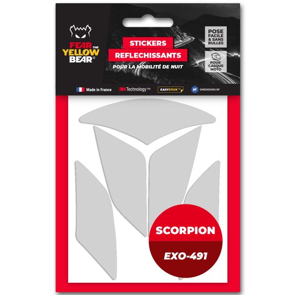 Reflective Stickers Fear The Yellow Bear Replica Scorpion Exo 491 - WhiteRef: FYB0039