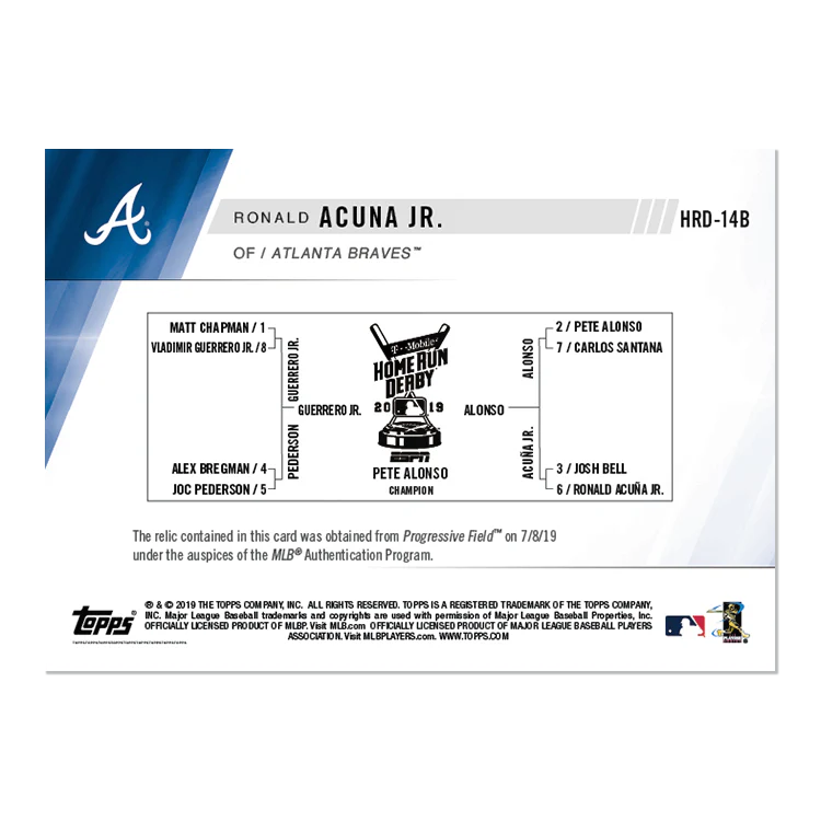 Ball Relic # to 5 - Ronald Acuna Jr. - MLB TOPPS NOW® Card HRD14B