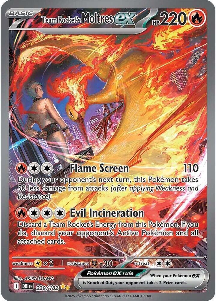 Pokemon SV10: Destined Rivals 229/182 Team Rocket's Moltres ex Near Mint