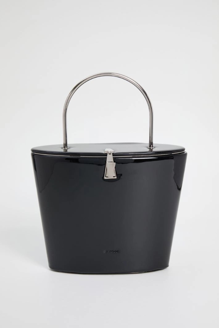 Patent-leather bucket bag - BLACK