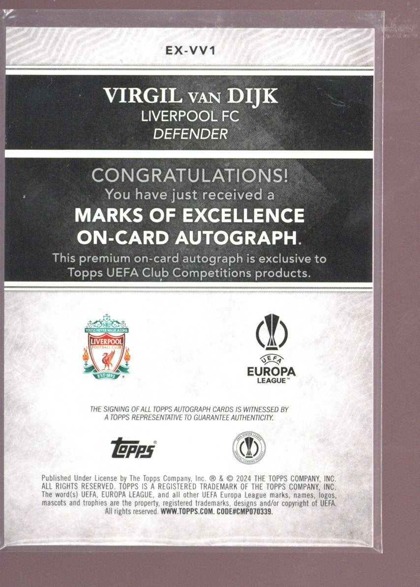 2023-24 Topps UCC Virgil Van Dijk Marks Of Excellence Auto 135/199