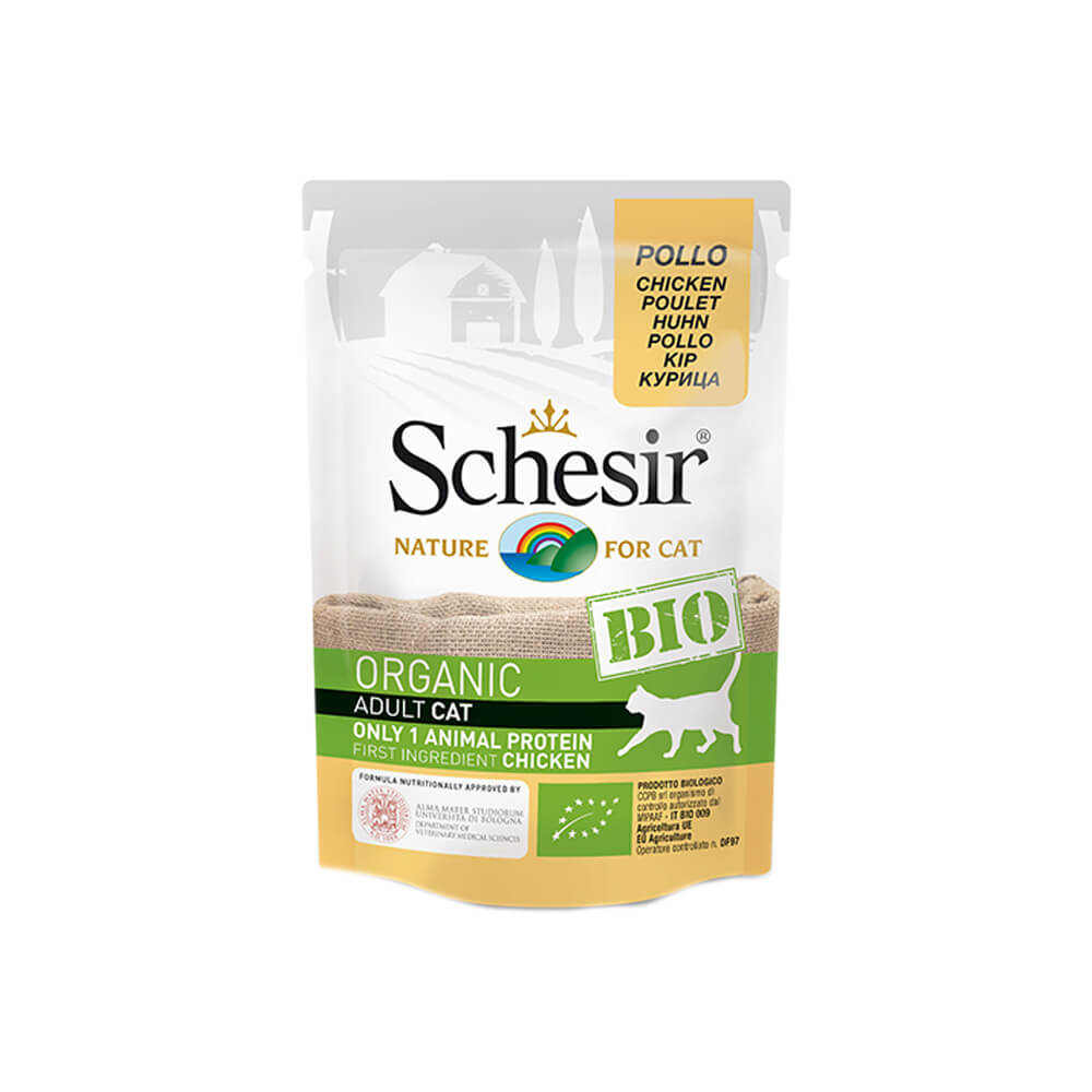 Schesir Organic Cat Adult - Meal Pouches - Chicken - 16 x 85 g