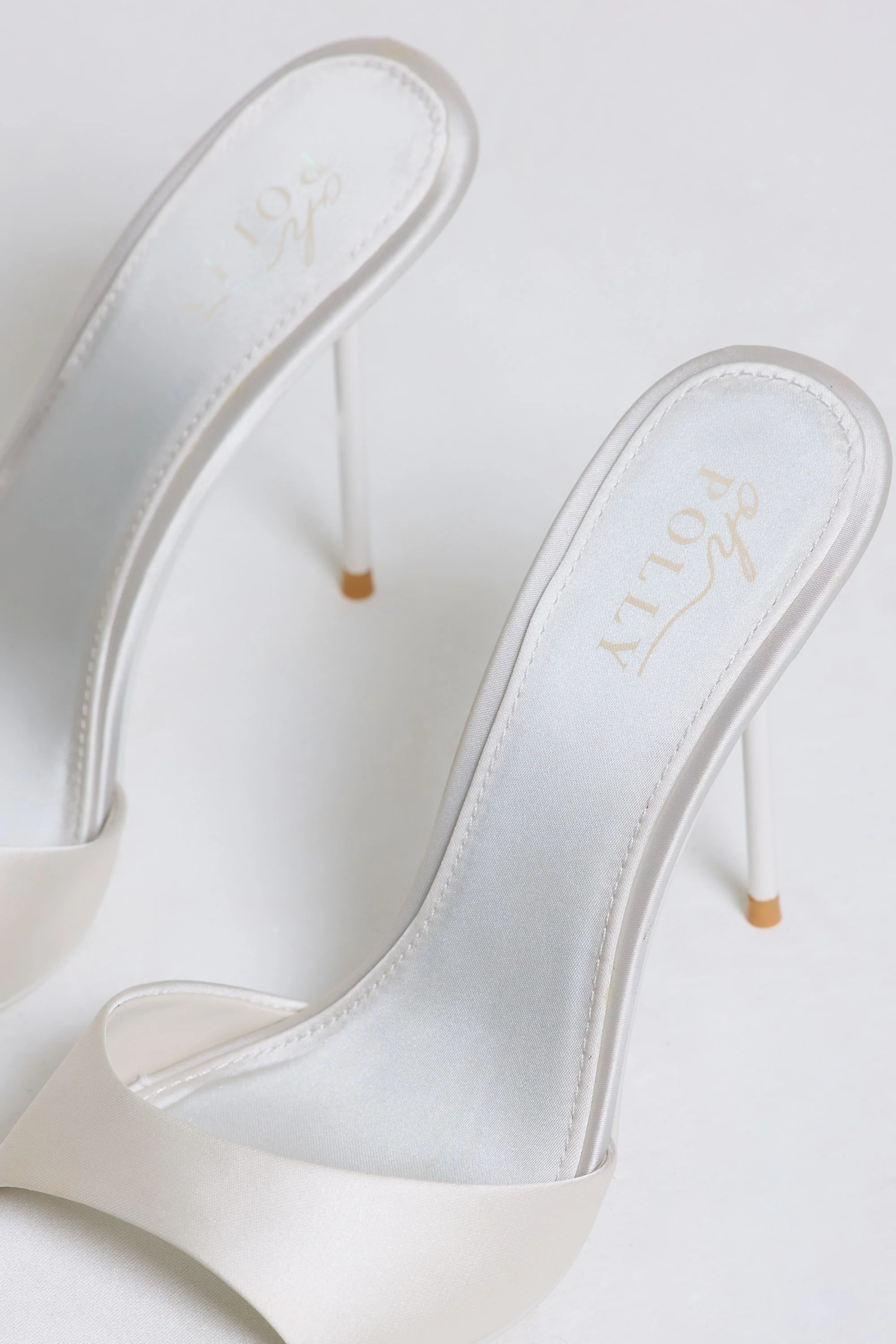 Heeled Mule Sandal in Pearl White