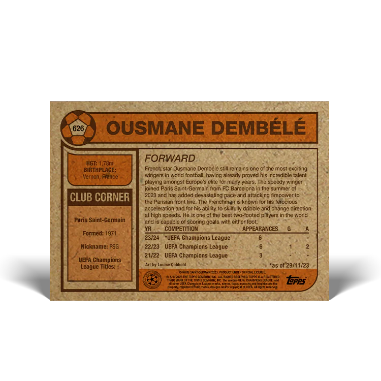Topps UK - UCC Living Set Card #626 - Ousmane Dembélé