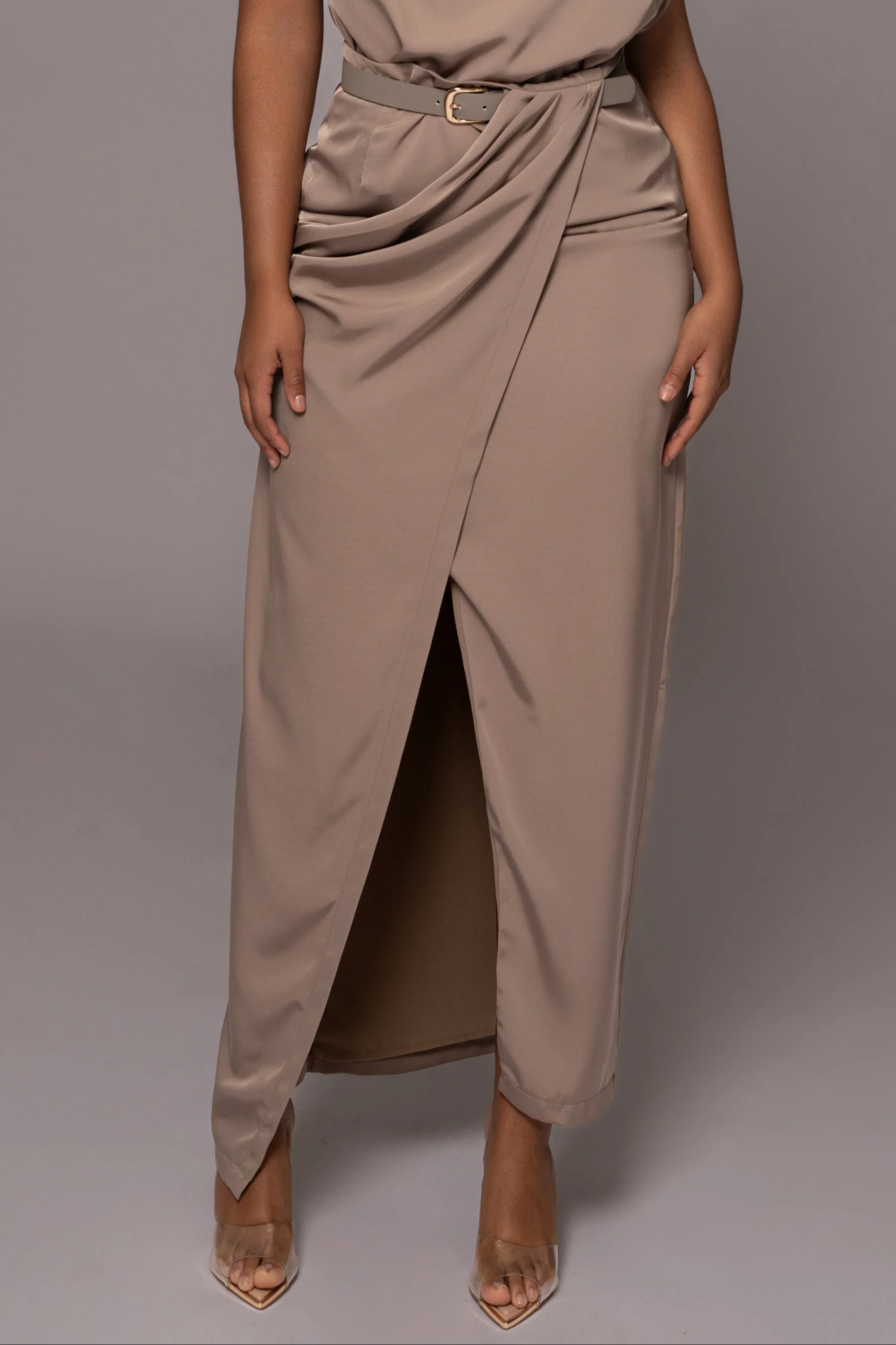 Beige Jamila Drape Skirt