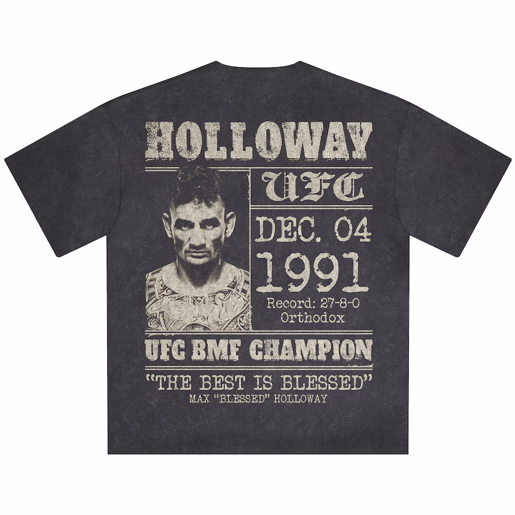 Men's Heather Black Max Holloway Wanted Snow Wash T-Shirt