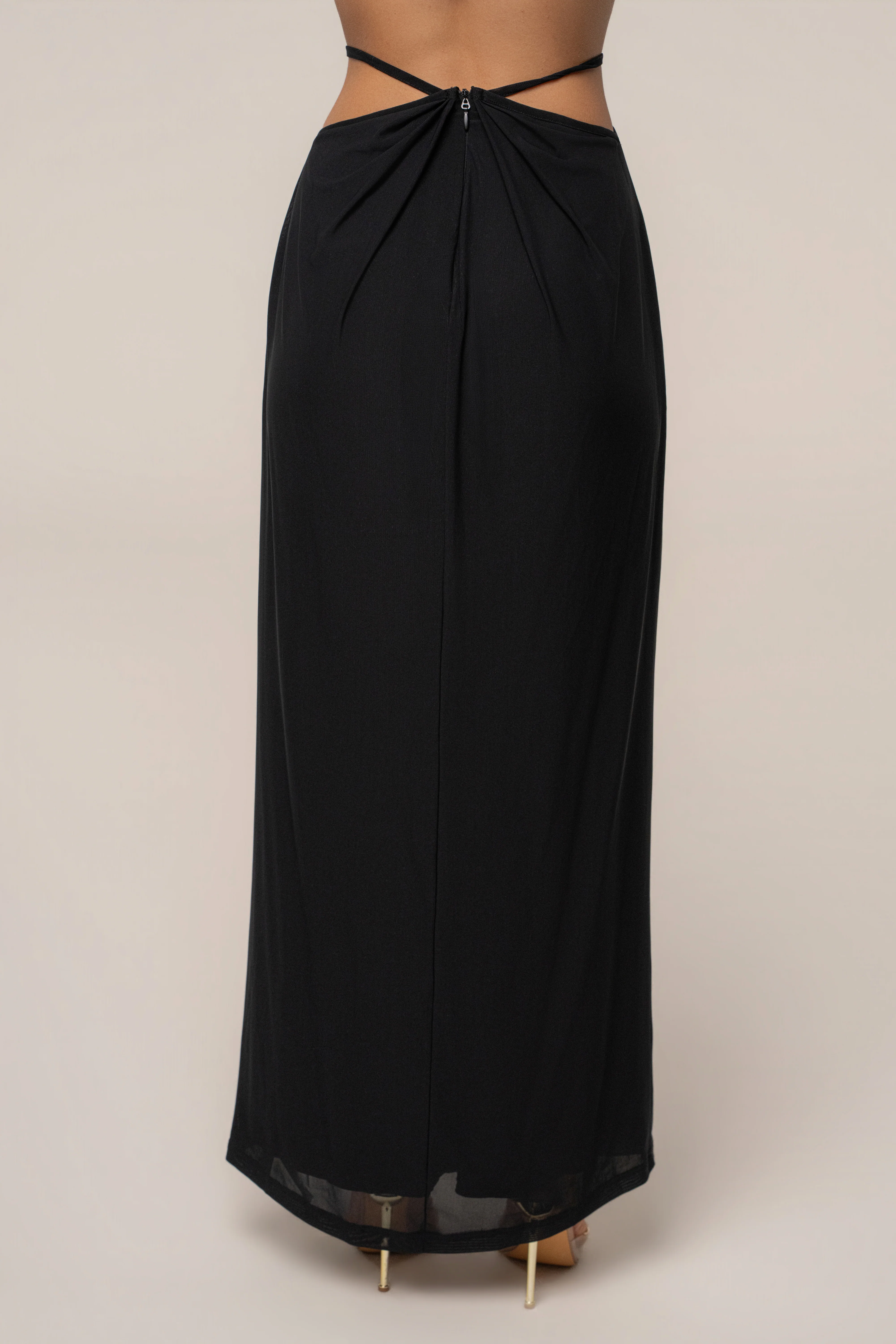 Black Hera Draped Maxi Skirt
