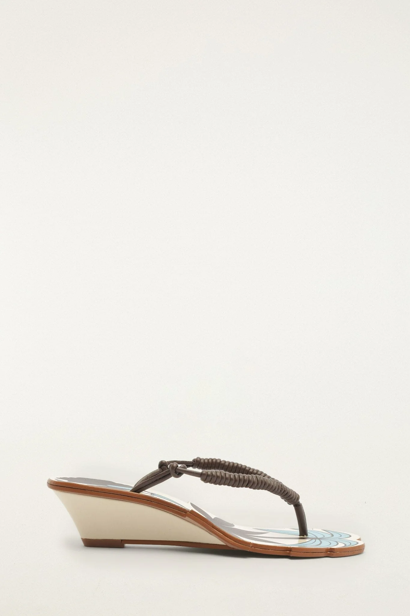 Off-White Palm Tree Cutwork Wedge Sandal