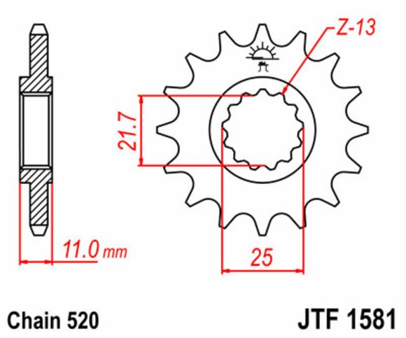 JT. Standard steel 1581 - 520Ref: Jtc00323A / 1077286003
