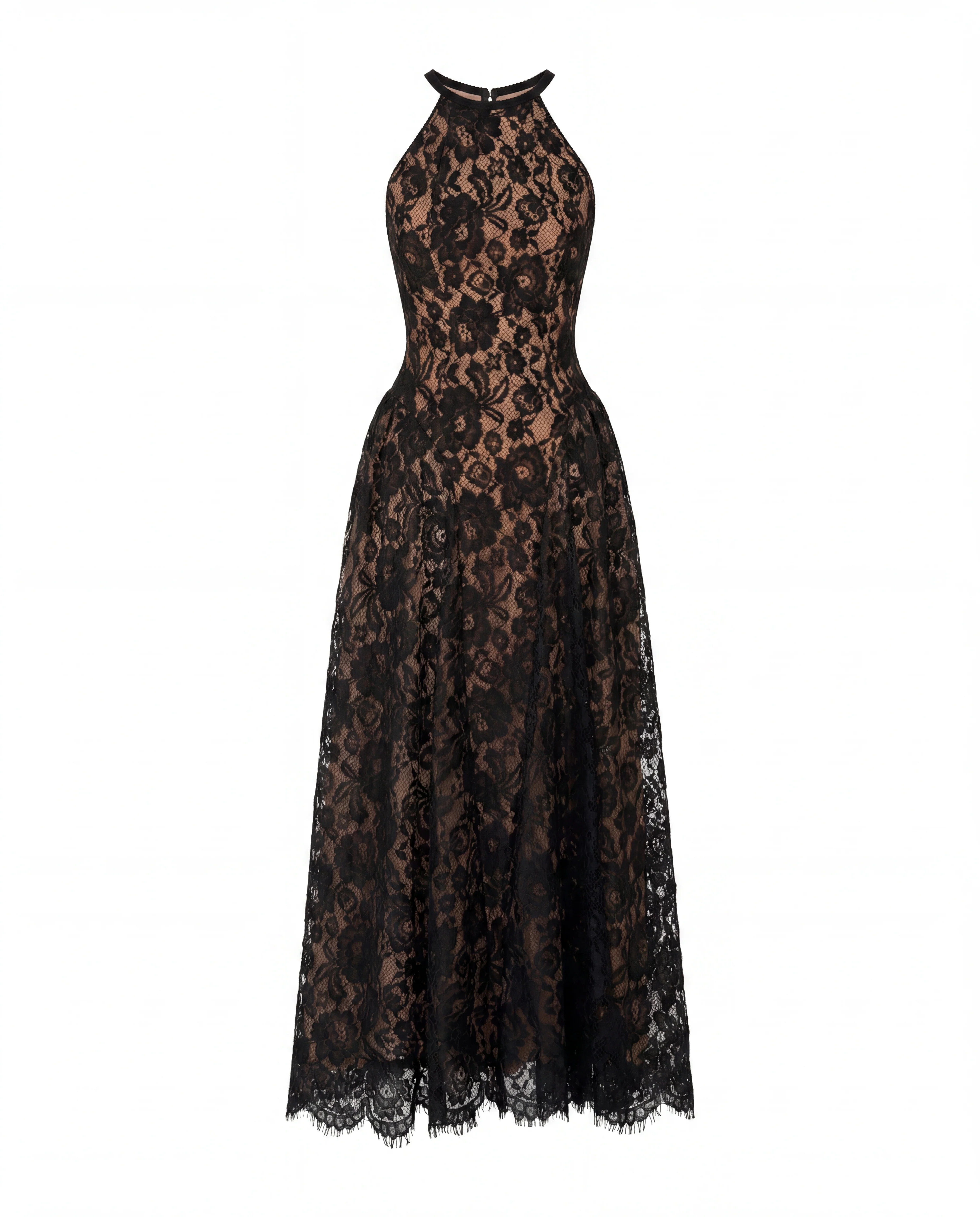 Black chantilly lace maxi dress