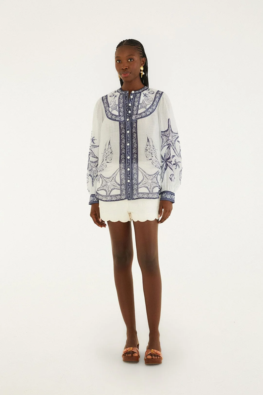 Off-White Coast Scarf Long Sleeve Blouse