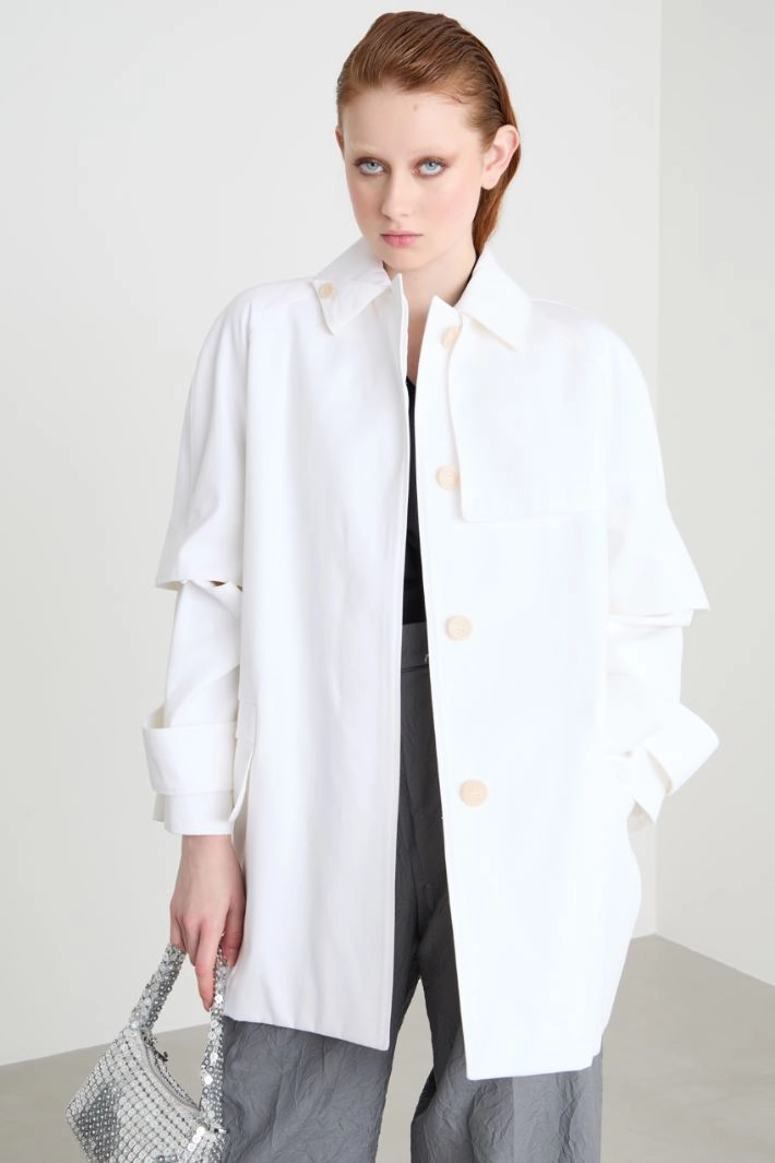 Water-repellent gabardine trench coat - WHITE