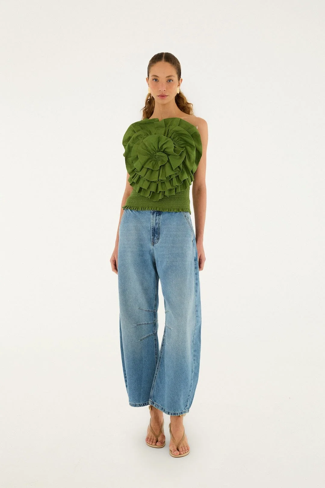 Green One Shoulder Blouse