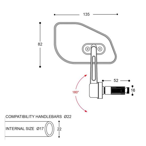 Rétroviseur Barracuda SKIN-Z BAR END B-LUX (la paire) Universel - NoirRef : BAR0152 / N2000-SZB