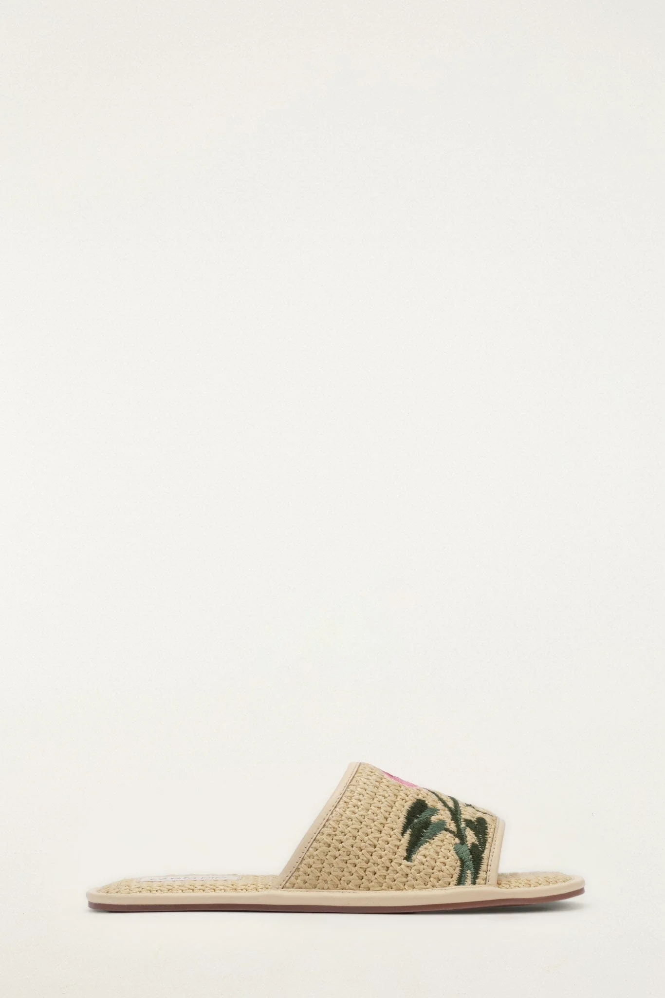 Raffia Farm Hotel Embroidered Slide Sandal